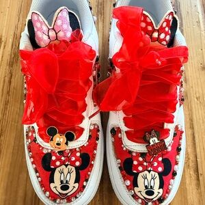 Custom Nike Air Force 1 Women’s White Red Minnie Mouse Sneakers